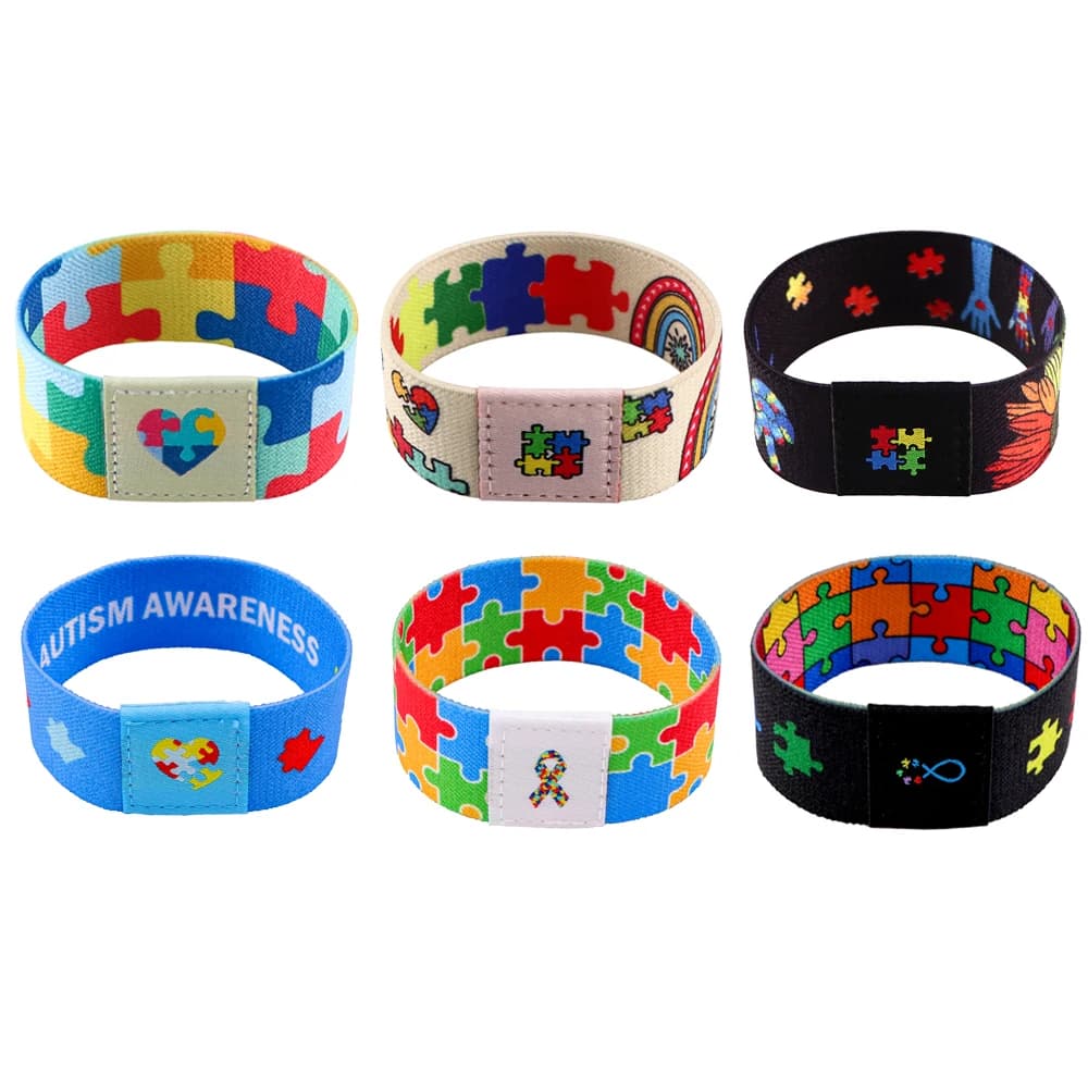 Autism Awareness Puzzle Man Women's Elastic Bracelet Colorful Broadband Bracelets Fashion Accessories Gifts