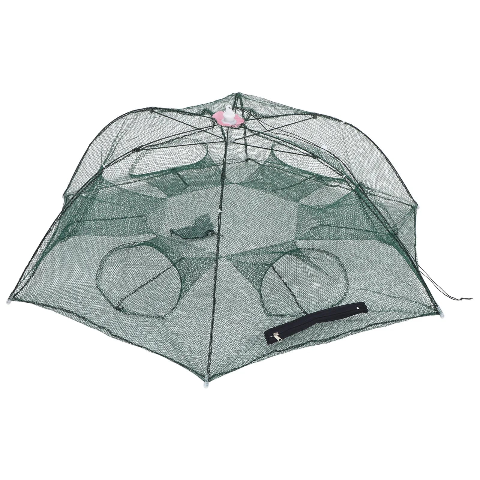 Rete da Pesca Pieghevole a Sei Ingressi, Design a Ombrello con Supporto in Filo d'Acciaio per Pesci, Pesciolini, Granchi, Gamberi, Anguille, Gamberetti