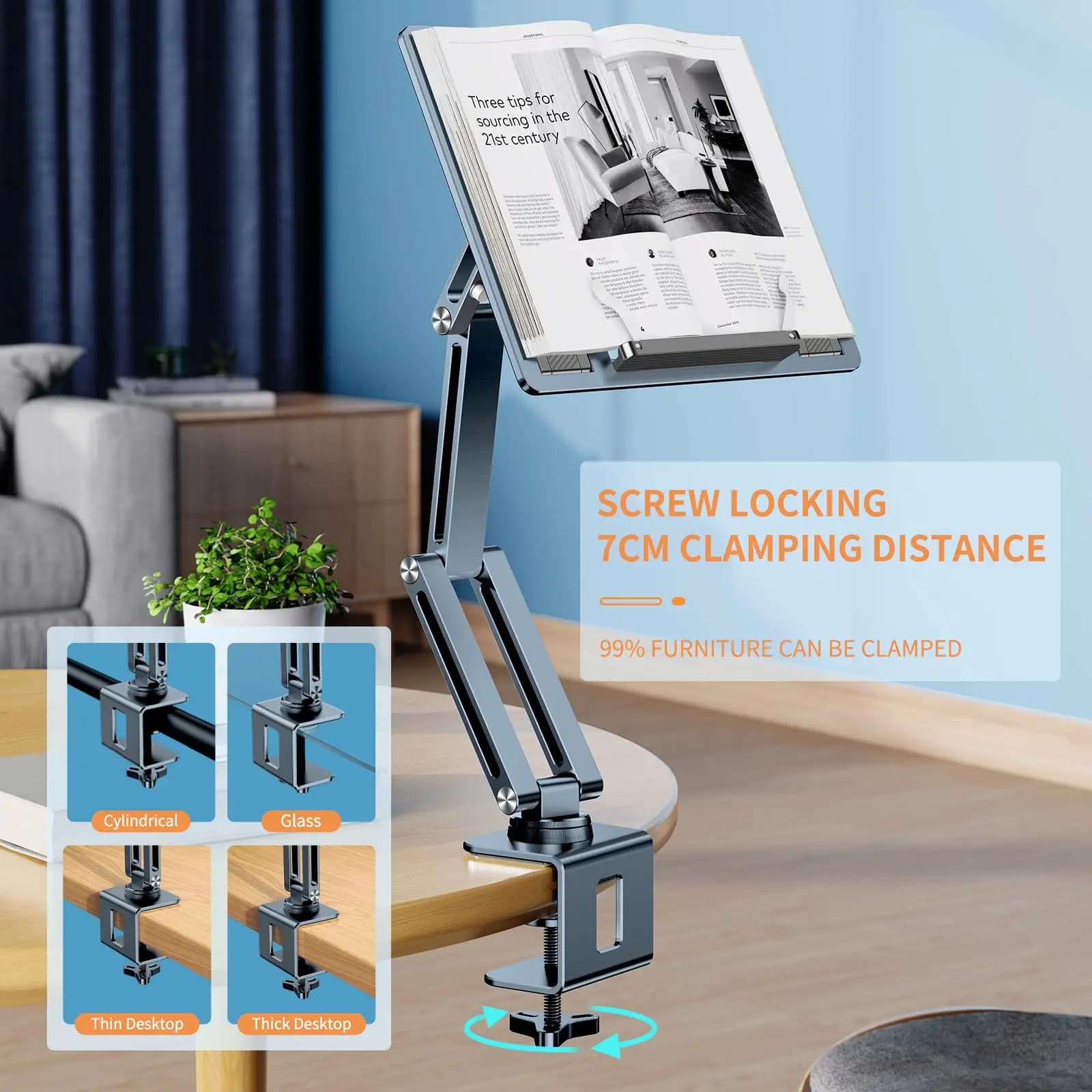 Supporto per tablet Oatsbasf Supporto da scrivania Supporto per laptop portatile 360 ° Supporto da lettura da tavolo girevole per tablet portatile iPad Book
