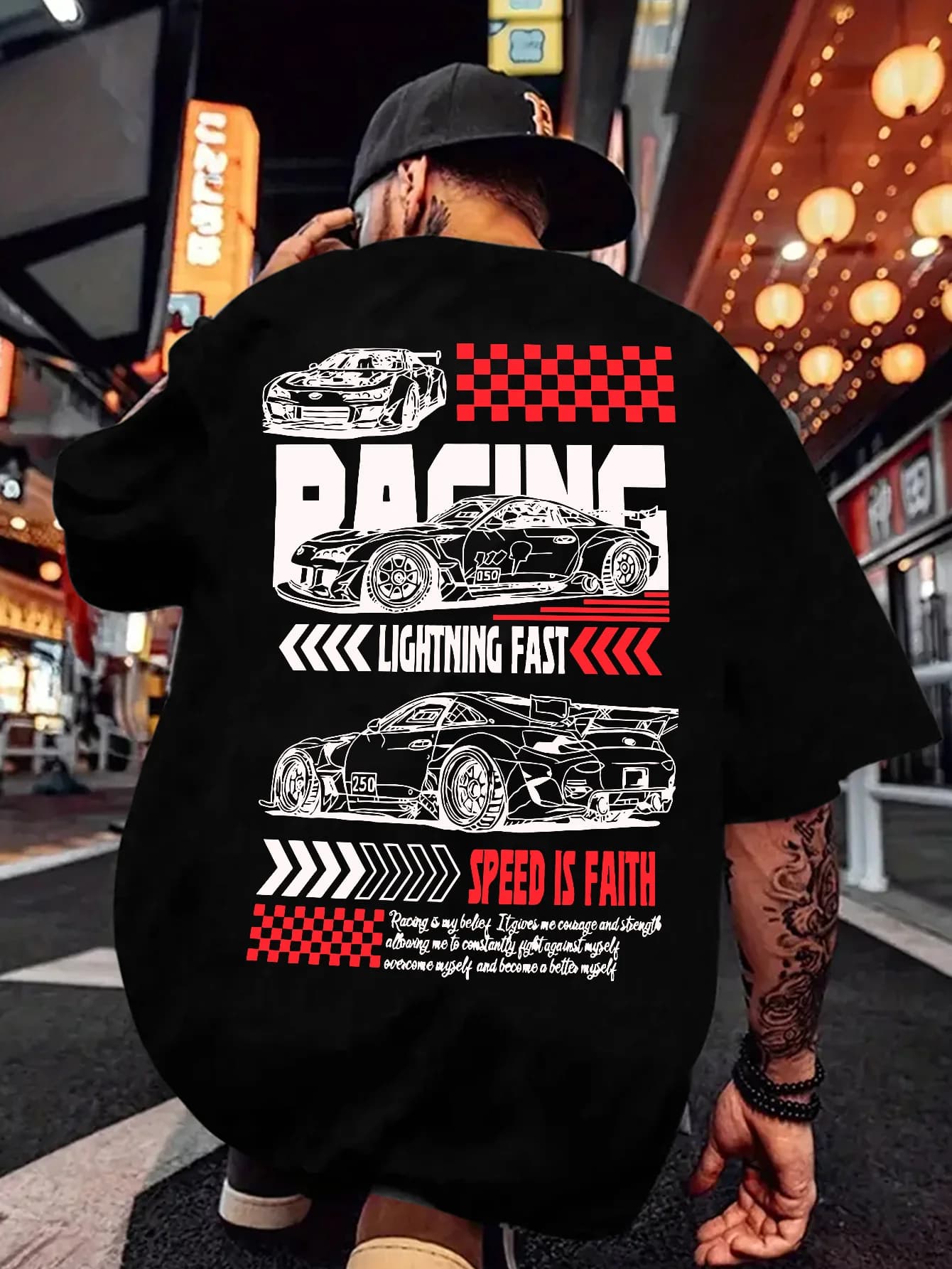 Estate 2025 nuova maglietta da uomo Hip-hop moda casual modello di auto sportiva stampa manica corta da uomo