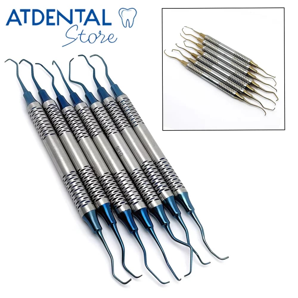 7 pz Set Scaler Dentale Professionale Manuale Strumenti di Pulizia Dei Denti Gracey Curette Periodontale Osso Curette Dentista Perio Kit