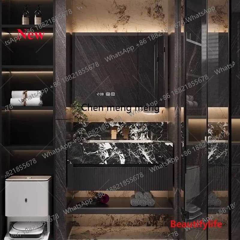 a48 Armadietto da Bagno con Specchio Piccolo, Mobiletto per Cosmetici e Profumi, Mobile Lavabo, Arredamento Trendy