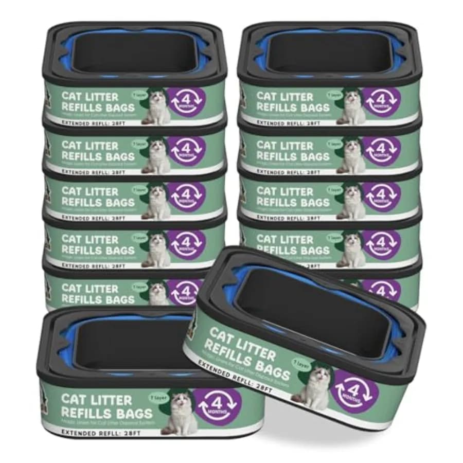 Sacchetti di ricarica per lettiera per gatti, cartuccia da 28 piedi, compatibili con i ricariche per secchiello Litter Cat Genie Standard, Plus, XL, XL+, con 7 strati anti-odore