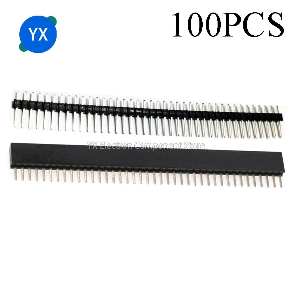 100 pcs Jst Connector Strip 40Pin 1x40 Single Male Wire and Female 2.54 Breakable Pin Header Connector Strip for Arduino Black