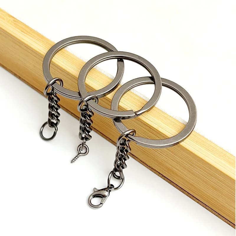 10-20 Pezzi Anelli Portachiavi Rotondi Piatti in Metallo Nero Opaco da 25/30mm per Creazione Gioielli Fai da Te, Giocattoli e Ciondoli