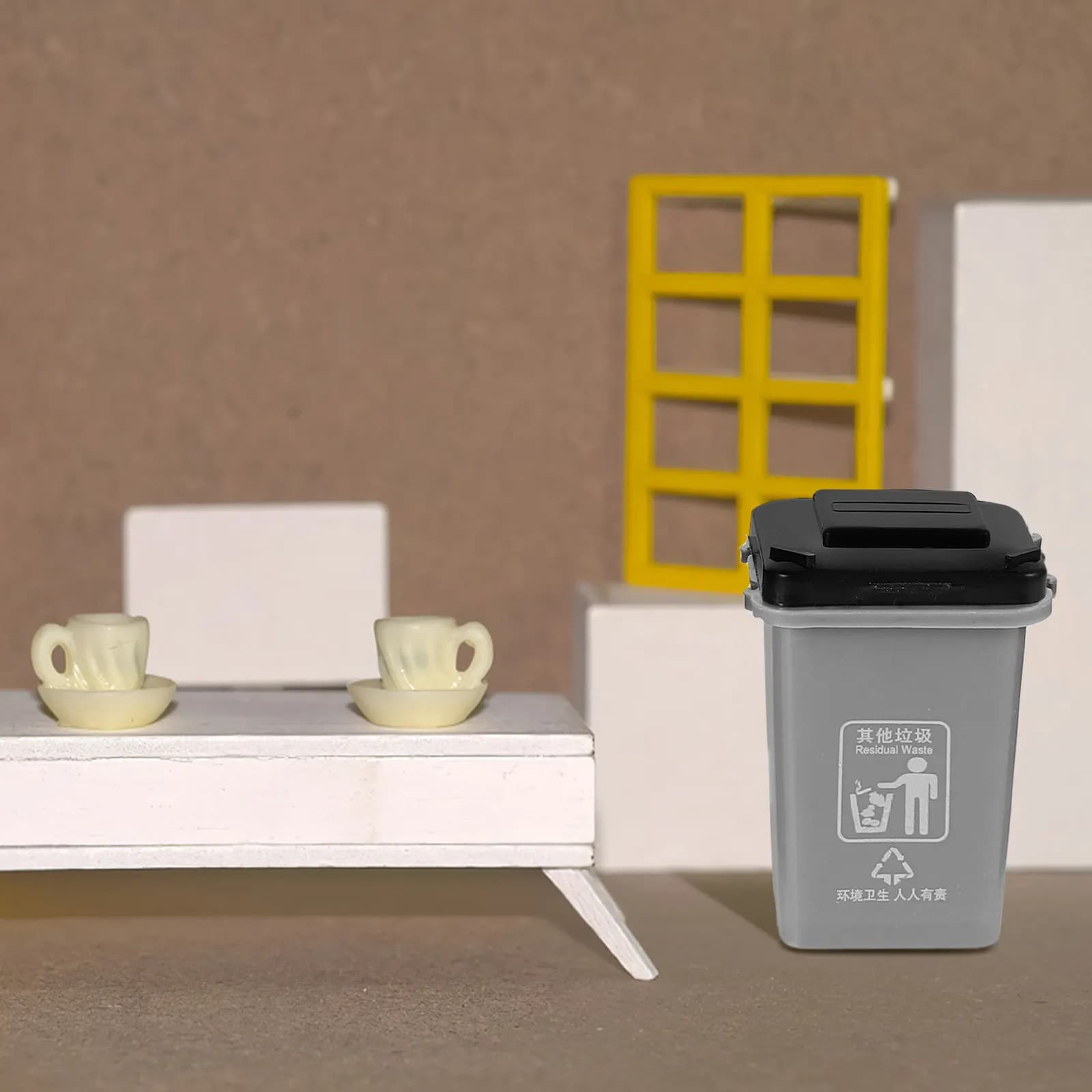 Cestino per rifiuti in miniatura per casa delle bambole, 5 pezzi, design realistico per giochi di ruolo per bambini, giochi educativi, accessori per la casa e l'asilo
