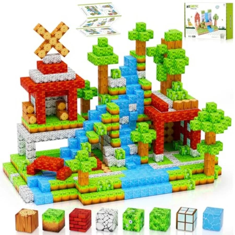 Magnetic Blocks 157PCS 1" Magnetic Building Blocks Cubes for,Magnet Tiles Stacking Toy, Build Forest World Set, STEM Sensory To
