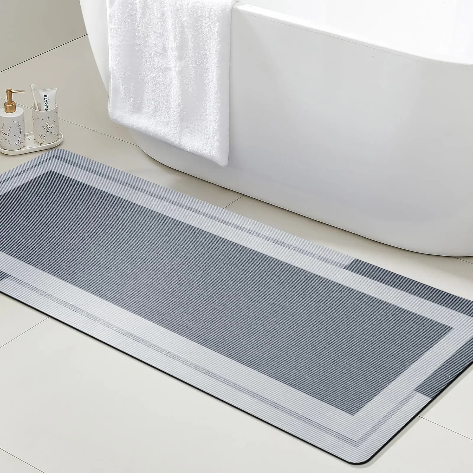 VIKAMA Tappeto da bagno con supporto in gomma antiscivolo Tappetino da bagno ultra assorbente ad asciugatura rapida Tappetini lavabili in lavatrice Decorazioni per la casa
