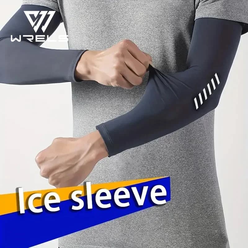1 pair of light and breathable sports sleeves for men, iced silk fabric, sweat absorbent for cycling, fishing, running and hiking