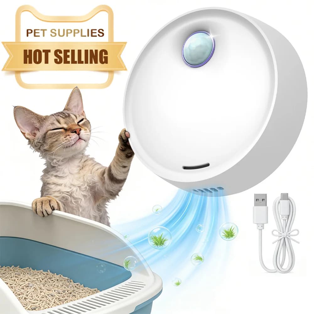 Purificatore Intelligente di Odori per Animali Domestici, Deodorante Automatico con Sensore per Lettiere di Gatti, Silenzioso 20dB, Rimozione Odori per Animali, Toilette e Armadietti per Scarpe