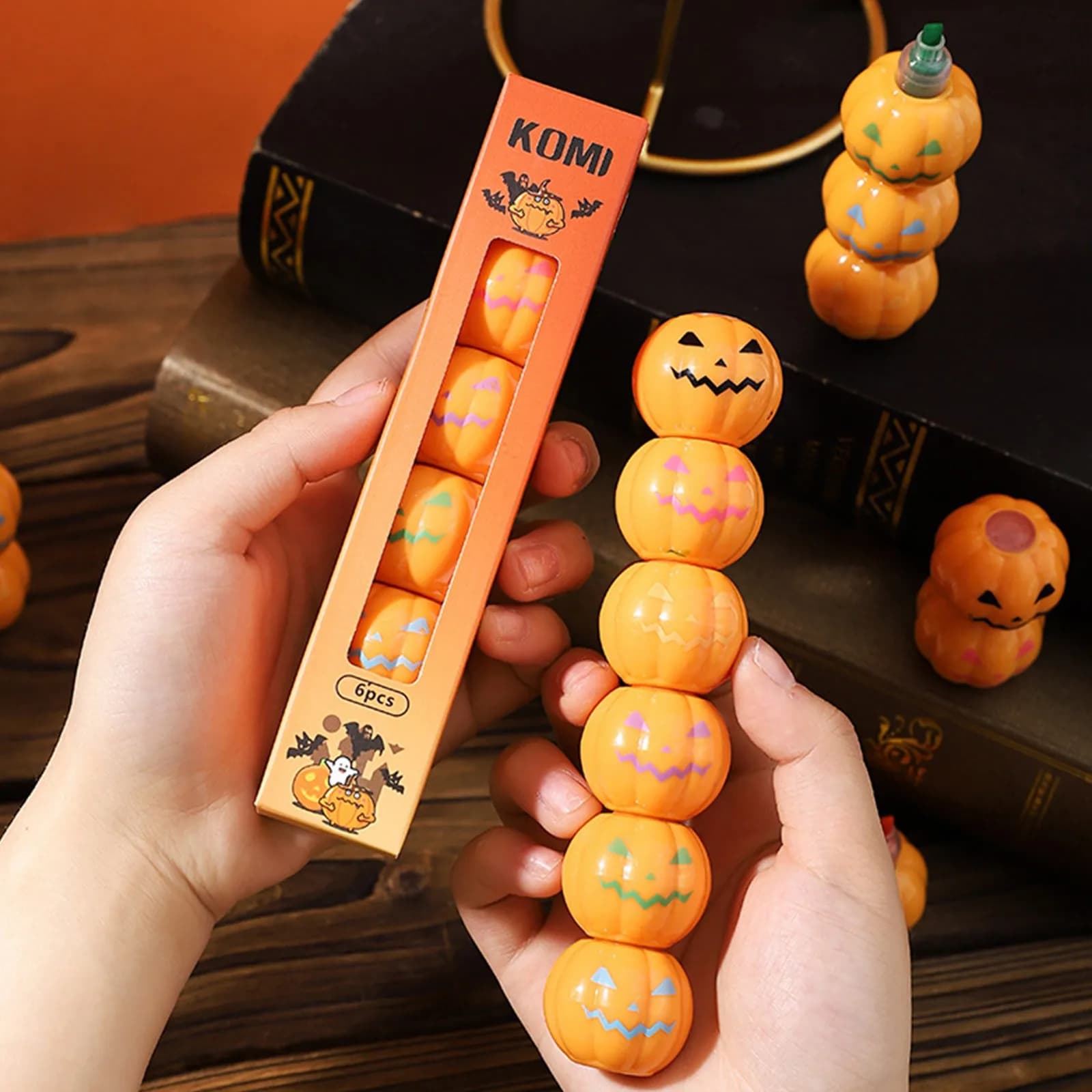 ‌ Evidenziatore di zucca di Halloween Strumento di studio divertente Set di pennarelli colorati per bambini Forniture creative per prendere appunti Accessori scolastici carini