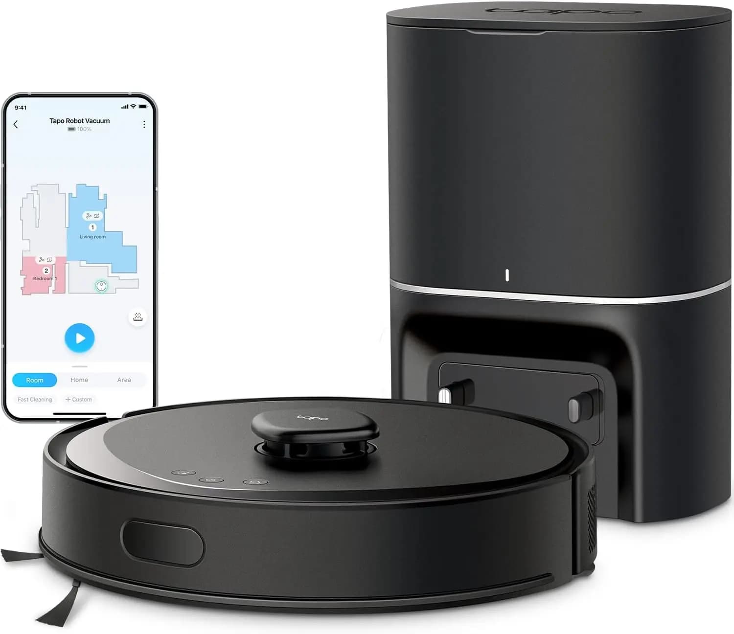Robot Aspirapolvere e Lavapavimenti Intelligente con Base di Svuotamento Automatico, Aspirazione 5300Pa, Compatibile con Alexa e Google Home