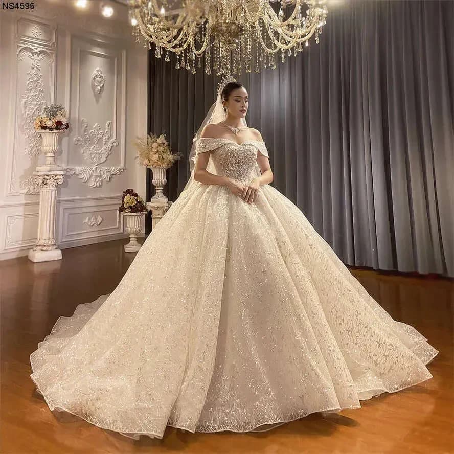 Abiti da ballo con perline arabi di lusso personalizzati Dubai con spalle scoperte Abiti da sposa Abiti da sposa con paillettes Perle