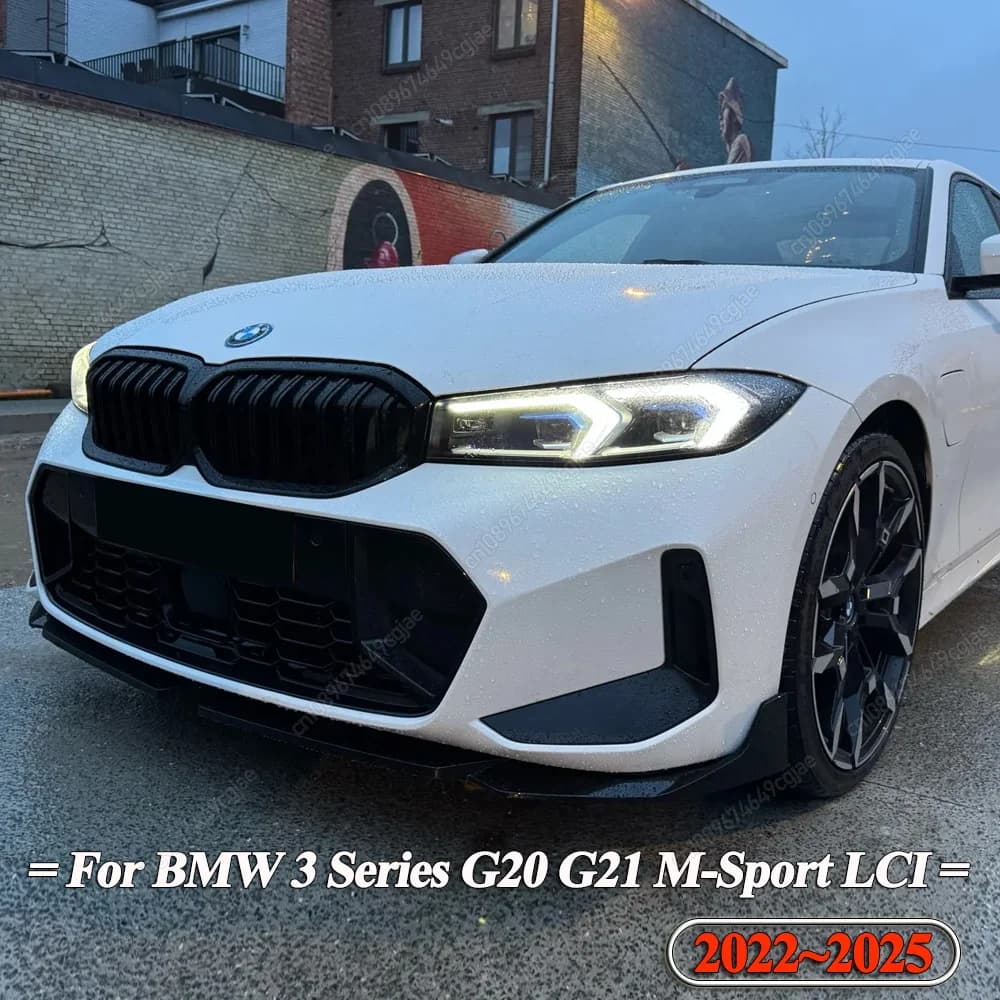 Car Front Bumper Lip Spoiler Splitter Diffuser For BMW 3 Series G20 G21 M-Sport 320i 325i 330i 320d M340i LCI 2022-2025 Tuning