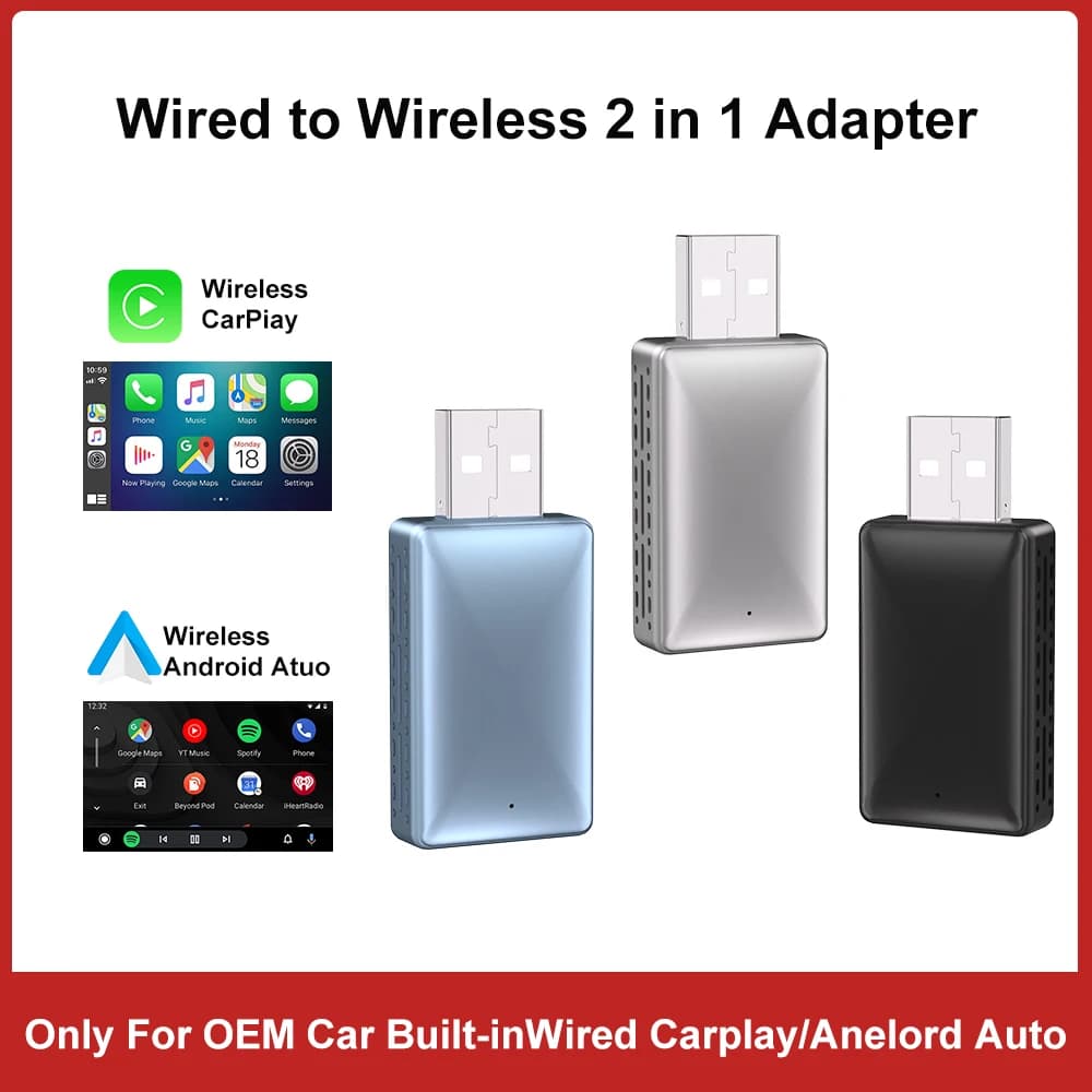 FLIXIVI Carplay Android Auto 2in1 CAR PLAY Wireless Carplay per Auto Plug and Play da Cablato a Wireless Sistemi Auto Intelligenti