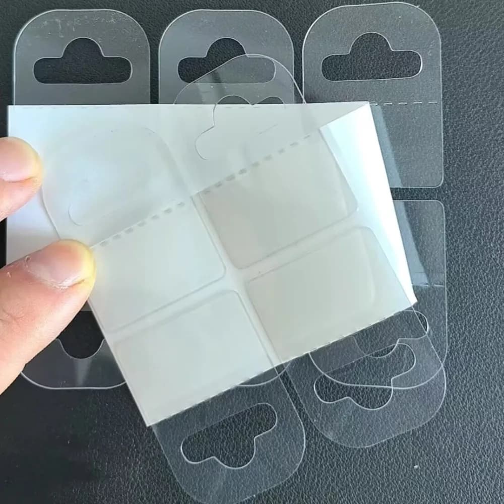 100 pezzi etichette per visualizzazione prodotti autoadesive foro per aereo scatola sfusa borsa per animali domestici gancio in PVC etichette di rinforzo per display in plastica