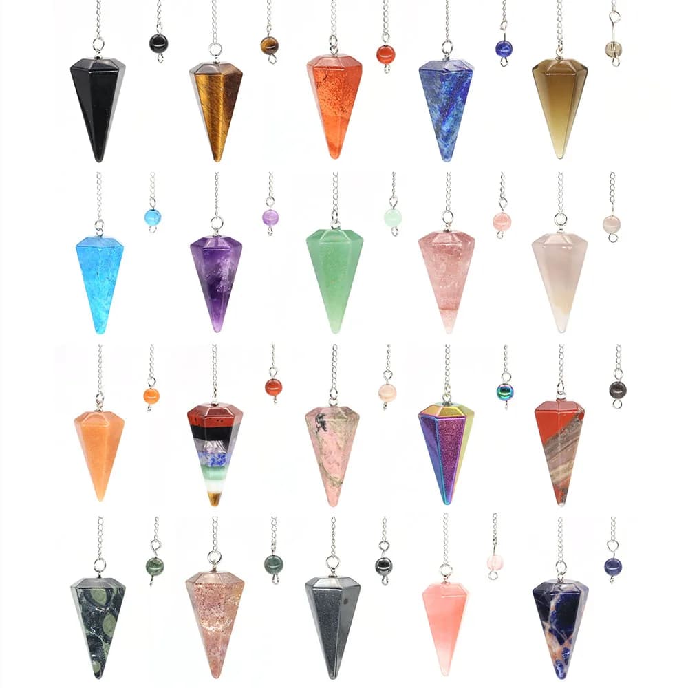Pendoli di cristallo naturale per la divinazione rabdomanzia ametista quarzo rosa pendolo Reiki guarigione gemma ciondolo pendoli