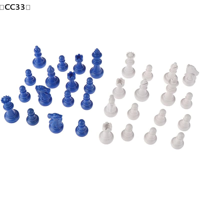 Set di scacchi da 32 pezzi in materiale PS, blu e bianco, giochi di scacchi medievali per adulti, scacchi da viaggio, giochi per bambini, giocattoli〔CC33〕