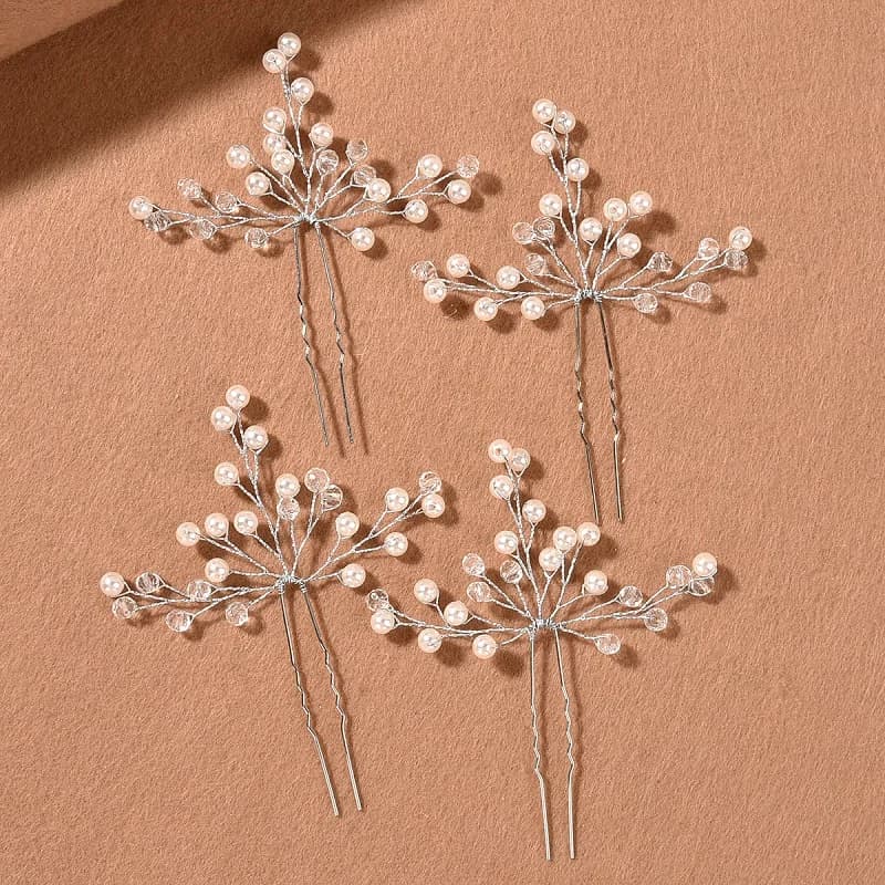 Fermagli per Capelli a Forma di U in Metallo con Perle Simulate, Accessori per Acconciature da Sposa, Strumenti per Design di Acconciature Nuziali