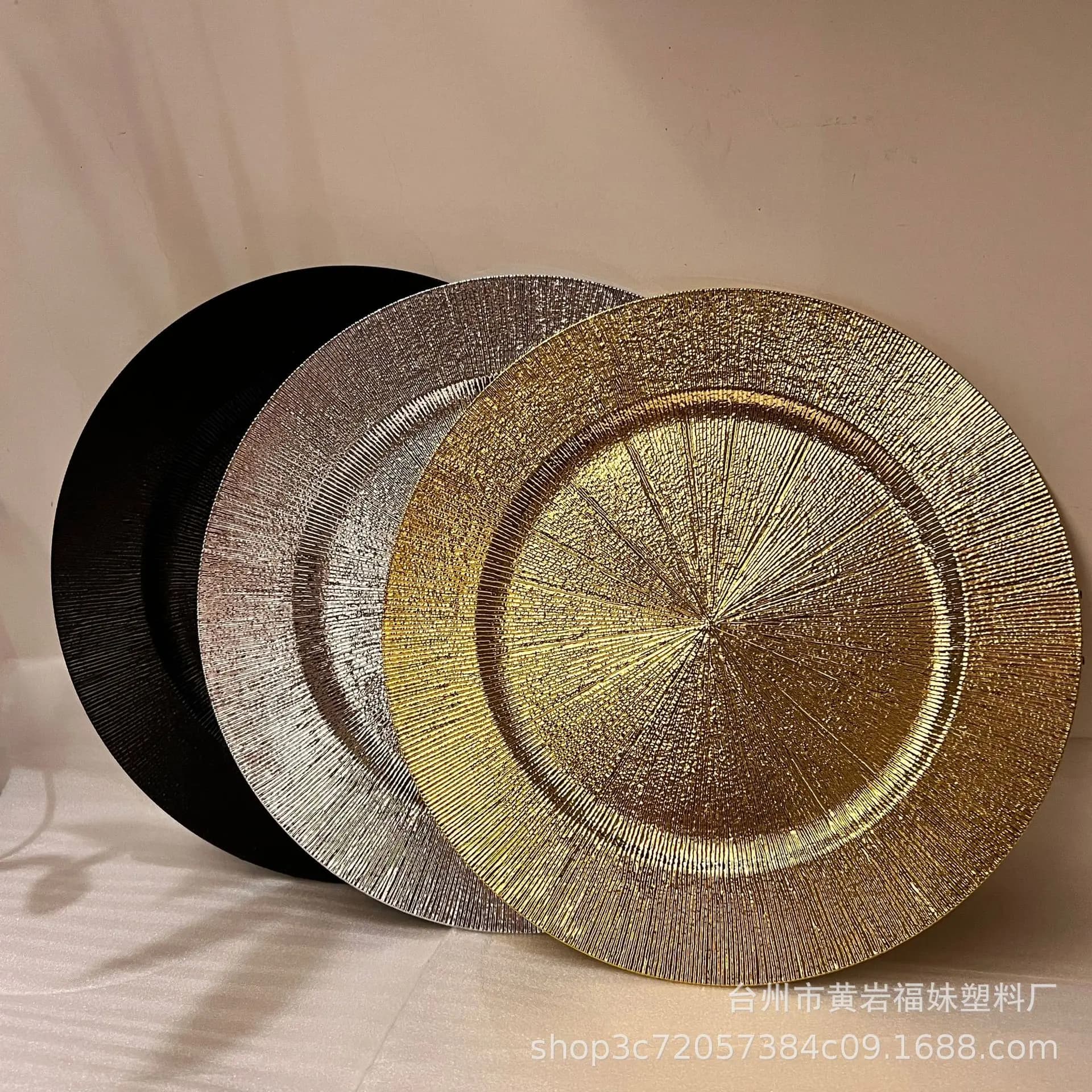 100 pz 13 pollici piatto caricatore piatto di servizio decorativo in plastica oro argento cena che serve decorazioni per matrimoni tavolo segnaposto