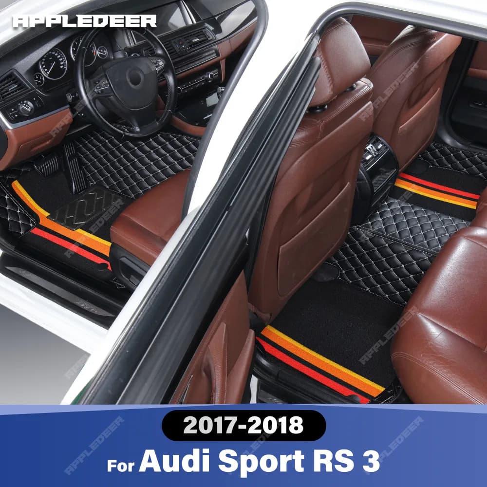 Per Audi Sport RS 3 2017-2018 Tappetini per auto a doppio strato Accessori interni per tappeti per auto personalizzati