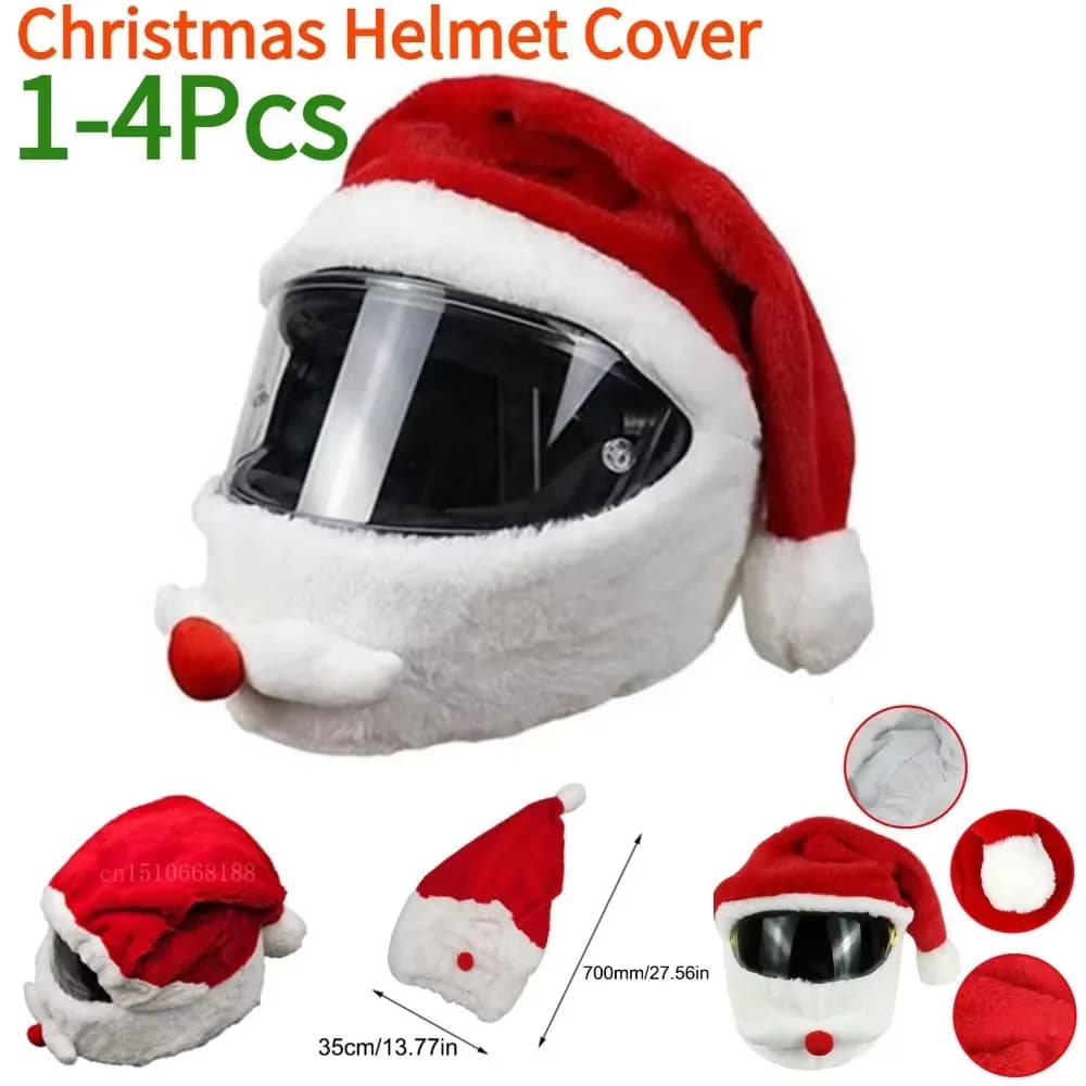 Copri casco universale da Babbo Natale Cappello natalizio in peluche per casco da motociclista Forniture per feste felici Accessori cosplay natalizi