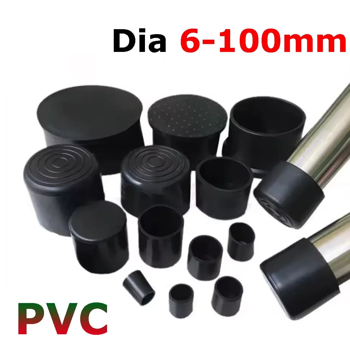 Tappi in Gomma Rotondi da 6mm-100mm per Gambe di Sedie, Protezioni per Piedi di Mobili e Tavoli, Tappi in PVC Antiscivolo e Antirumore per Pavimenti