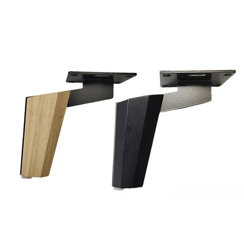 Set di 4 Gambe di Supporto per Mobili in Stile Antico, Gambe di Lusso Leggero per Aumentare l'Altezza, Gambe per Divano in Legno Massello con Piedini in Metallo
