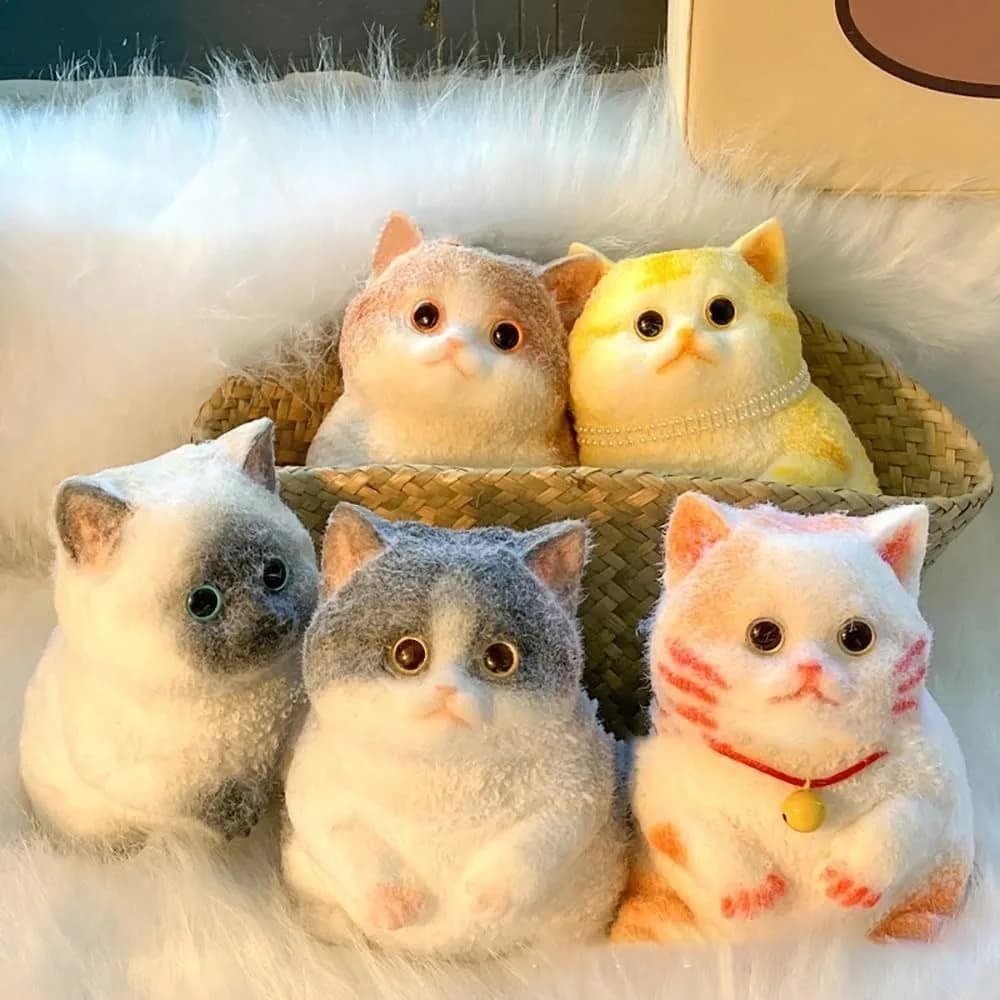 New Cute Cat Soft Squeeze Toys With Flocking Surface Slow Rebound Stress Relief Toy Silicone Cat Pinching Toy for Adults Kids