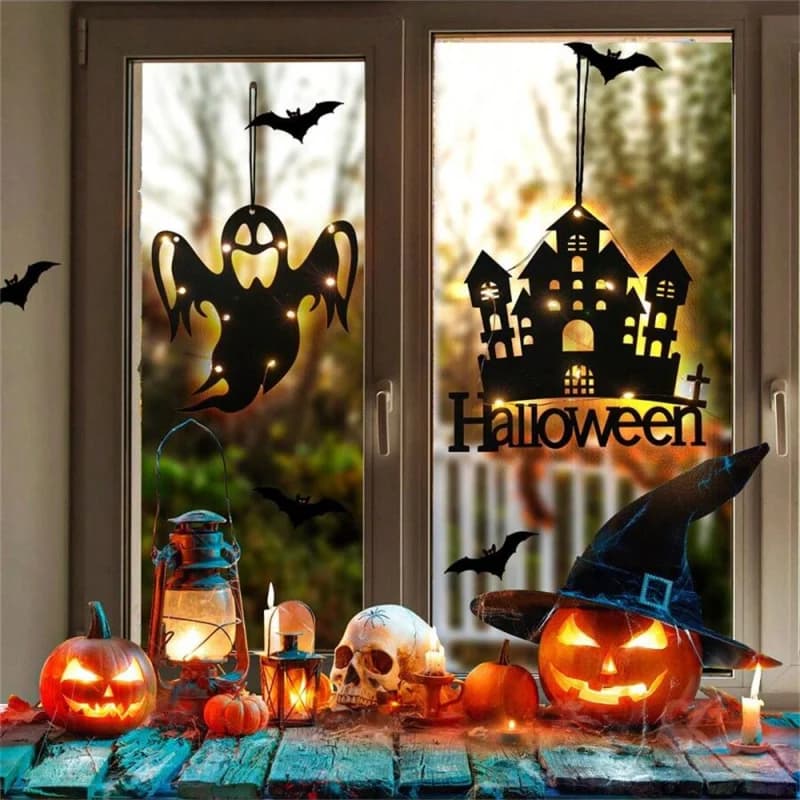 Lampada a sospensione strega pipistrello di Halloween, 3 modalità di illuminazione, decorazione per interni ed esterni, perfetta per la decorazione del portico della porta di casa, lucine