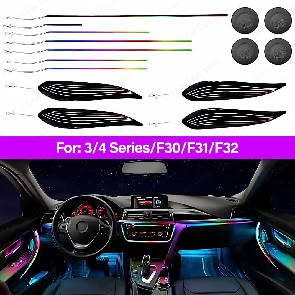 App Control 256 Symptoms Atmosphere Lighted Lamp Strip For BMW Series 3/4 3GT F30 F31 F32 F34 Auto LED Ambient Light
