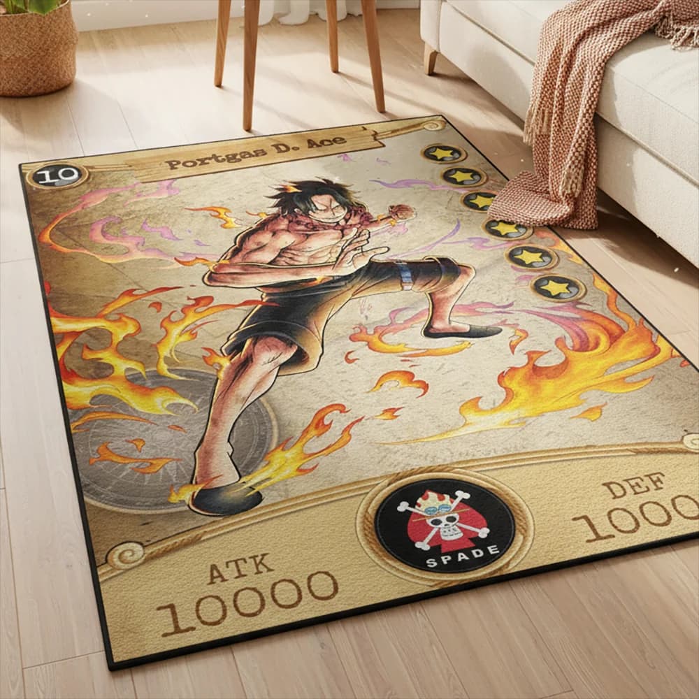 Anime One Piece Cartoon Ace Rug Floor Mat Kids Room Decor Non-Slip Carpet,Pet/Game Mat,Soft Decorative Blanket