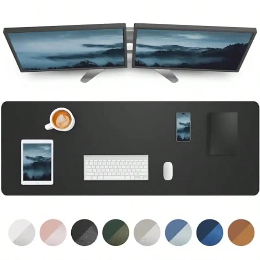Tappetino da scrivania grande 55" x 17" in pelle, protezione per scrivania, tappetino per mouse grande, antiscivolo, in pelle PU, impermeabile, per laptop.