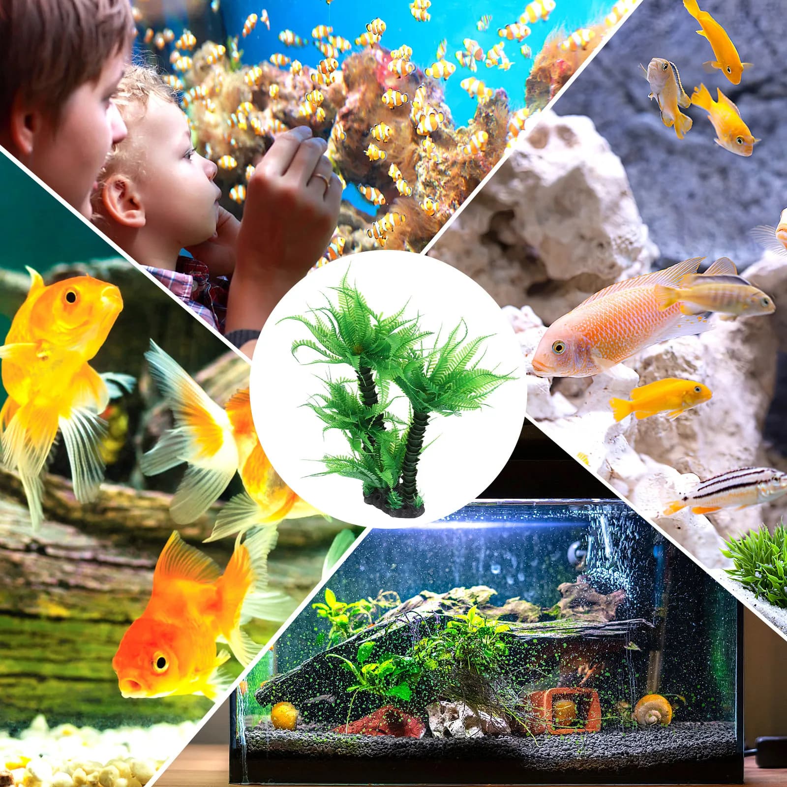 Piante Artificiali per Acquario, Decorazioni per Vasche dei Pesci, Piante Finte in Plastica, Mini Erba per Pesci Rossi, Ornamenti per Acquari