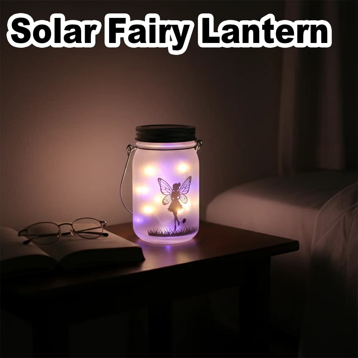 Lanterna solare Fata Luce decorativa Lampade a sospensione Lampada ornamentale Barattolo esterno per giardino Alimentato per feste Lanterne da prato a LED Patio