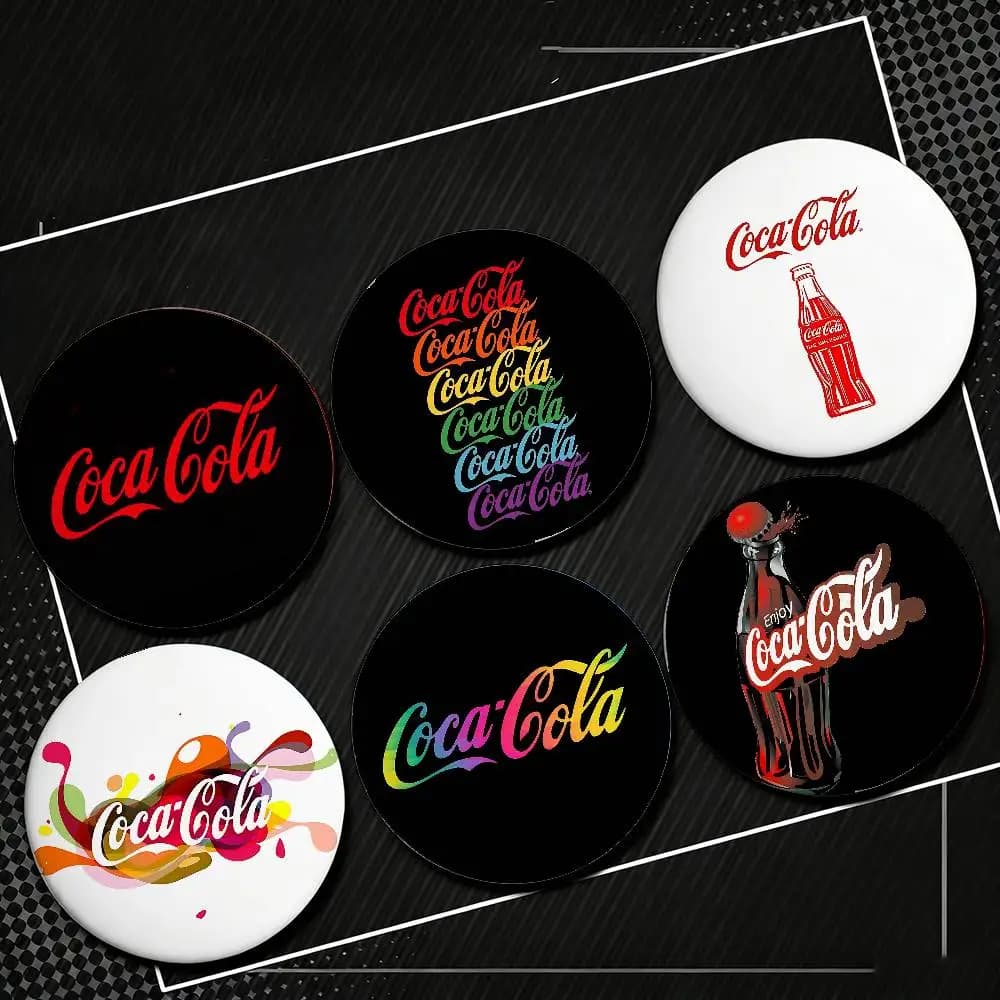 Coca Cola Logo Badges Tinplate Soft Button Pin Brooch Metal Badge Custom Jewelry Accessories Hat Bag Lapel