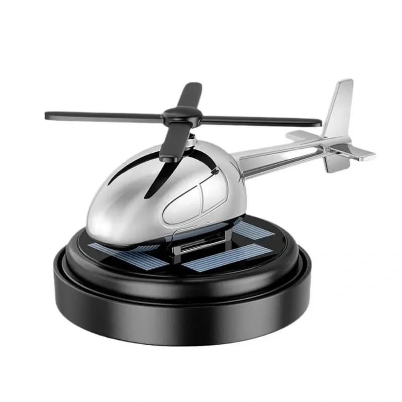 Rotating Solar Helicopter Car Aroma Diffuser Alloy ABS Wood Texture Dashboard Air Freshener Refillable Scent Pad Auto Interior
