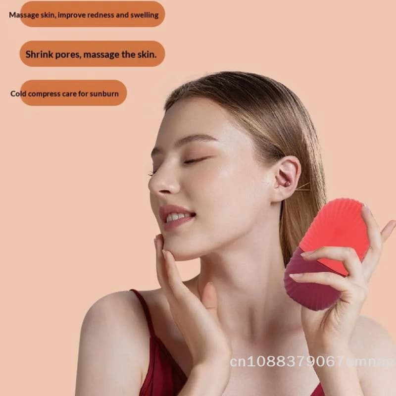 Set Regalo per la Cura della Pelle Femminile: Stampo in Silicone Riutilizzabile e Congelabile a Forma di Conchiglia, Rullo di Ghiaccio per Bellezza del Viso, Strumento per la Cura della Pelle