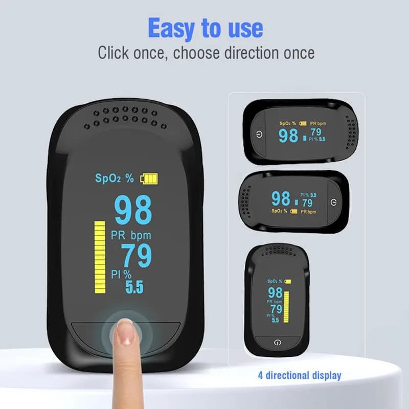 New Finger Pulse Oximeter Four Way Display OLED Blood Oxygen Saturation Heart Rate Monitor Oxymeters Health Care Home
