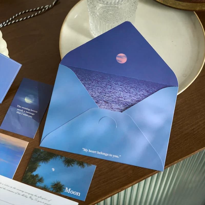 Set di carta da lettera Wind Moon Buste di carta creative per cancelleria paesaggistica per diario Regalo di scrittura estetica per studenti
