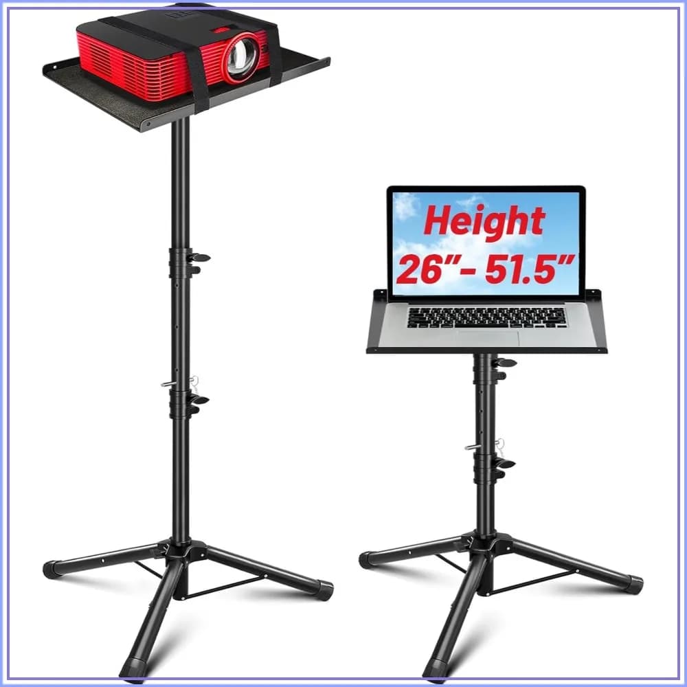 Adjustable Projector Stand Tripod 26-51.5" - Stable for Tablets, Phones, Laptops, DJ Rack, Portable for Outdoor Movies