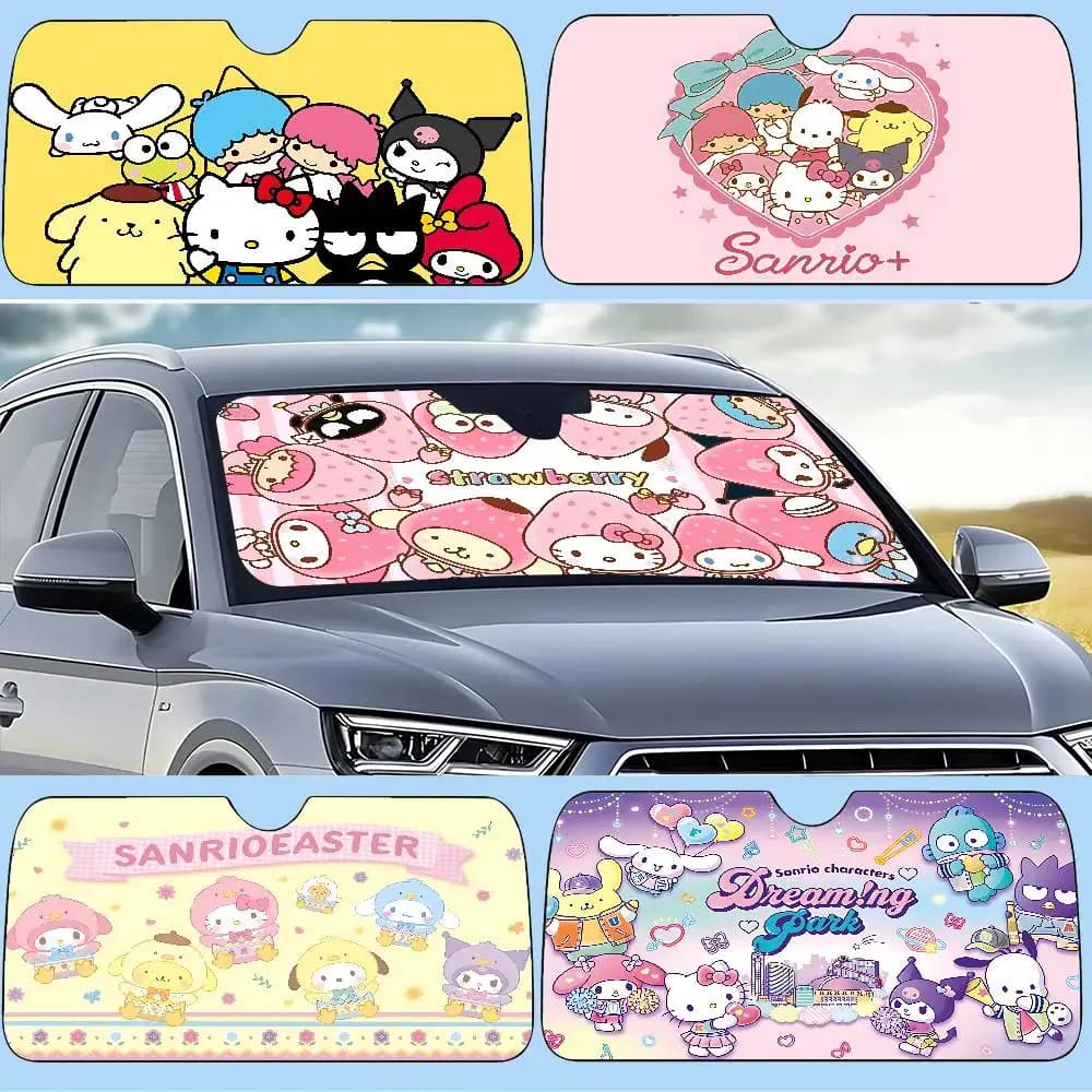 Carino S-Sanrio Kawaii Tende parasole per auto Parabrezza Copertura Ombra Raggi UV Protezione per visiera parasole per auto