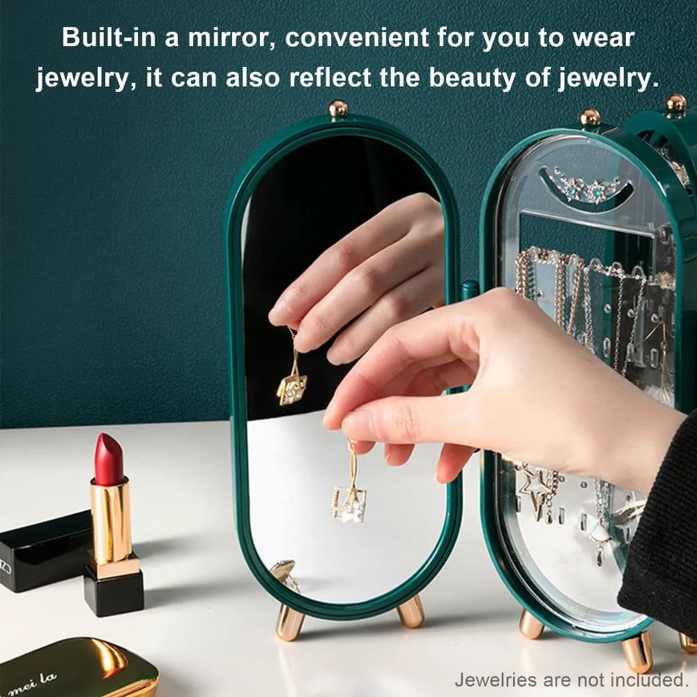 Jewelry Towers Foldable Jewelry Box With Mirror 4 Drawers Earrings Storage Box Dustproof Jewelry Organizer Jewelry Display