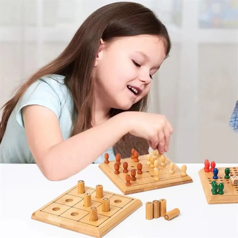 Scacchiera in Legno Miniatura, Gioco Educativo da Viaggio, Backgammon e Dama Portatile per Migliorare l'Intelligenza