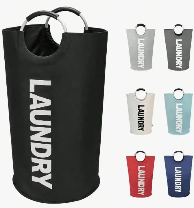 90L Black Folding Basket, Richiudible White Paper Bag, High Autonomous Basket for Store Clothes