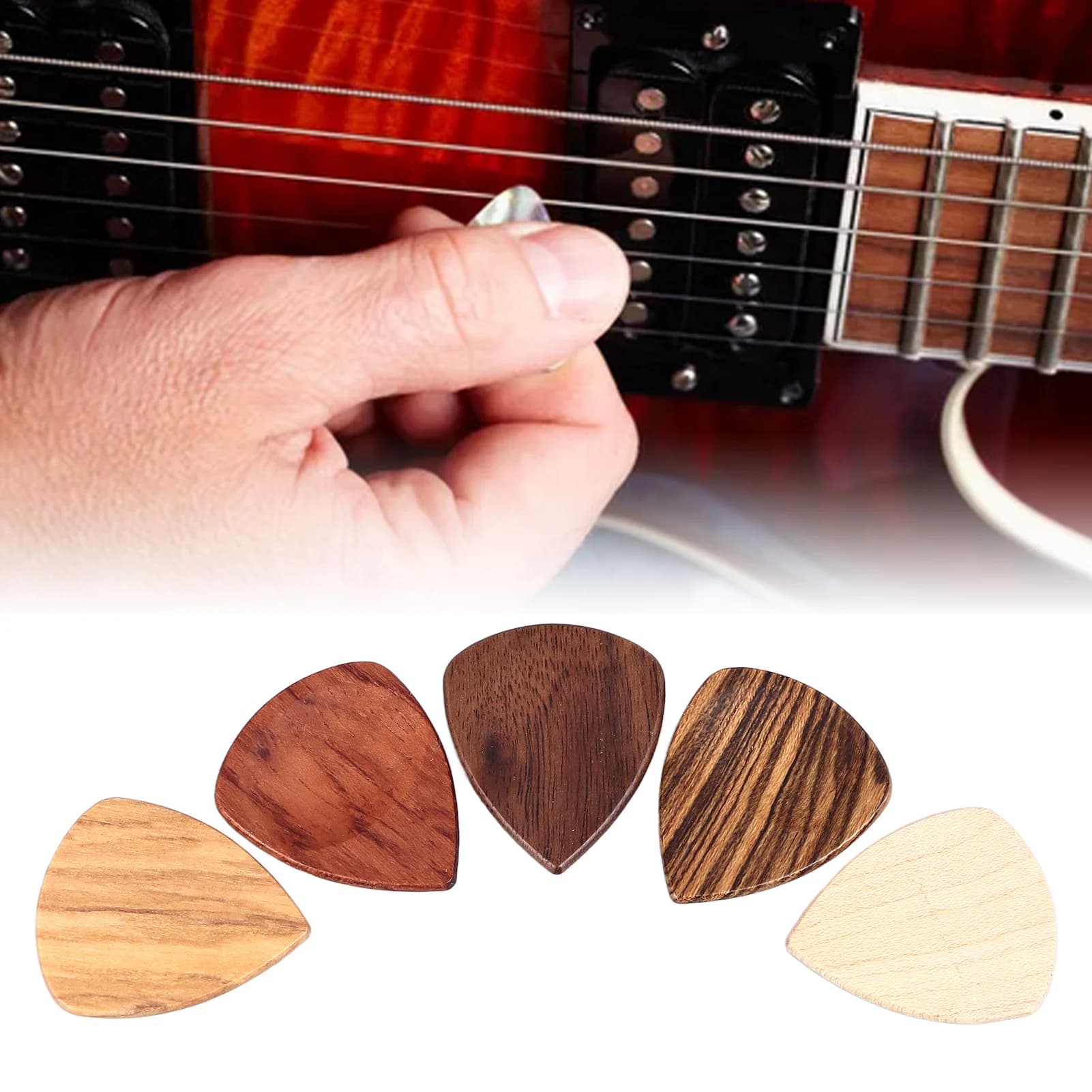 Accessori per Chitarra, Scatola per Plettri in Legno, Contenitore Portatile per Conservazione, Accessori in Legno, Scatola in Legno per Plettri