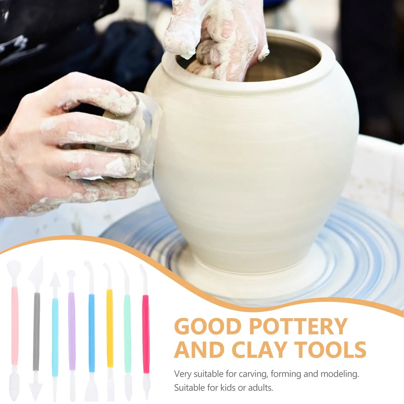 Kit di 16 Utensili Riutilizzabili in Plastica per Modellare l'Argilla, per Scultura e Lavorazione del Polimero, Fai-da-Te, Artigianato, Ceramica per Adulti e Bambini