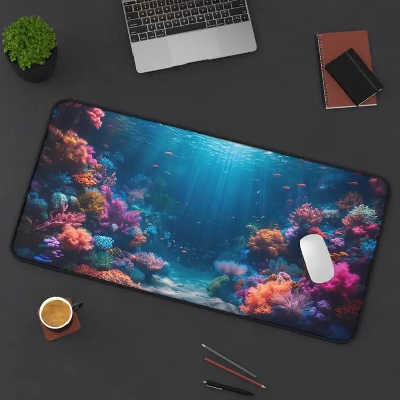 Tappetini per mouse Coral Reef Marine Life, tappetino da tavolo a tema acqua, tappetino per mouse da gioco impermeabile antiscivolo, regalo perfetto per gli amici