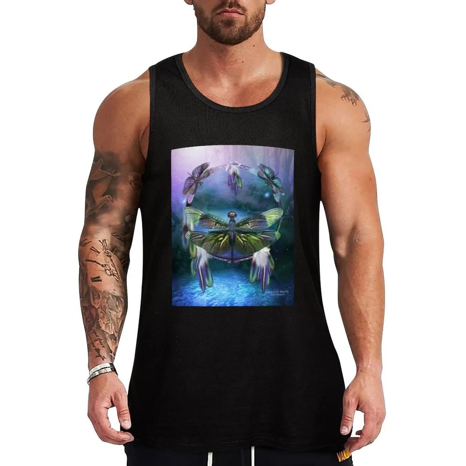 Dream Catcher - Spirit Of The Dragonfly Tank Top Workout Athletic Tank Top Breathable Sleeveless Wear