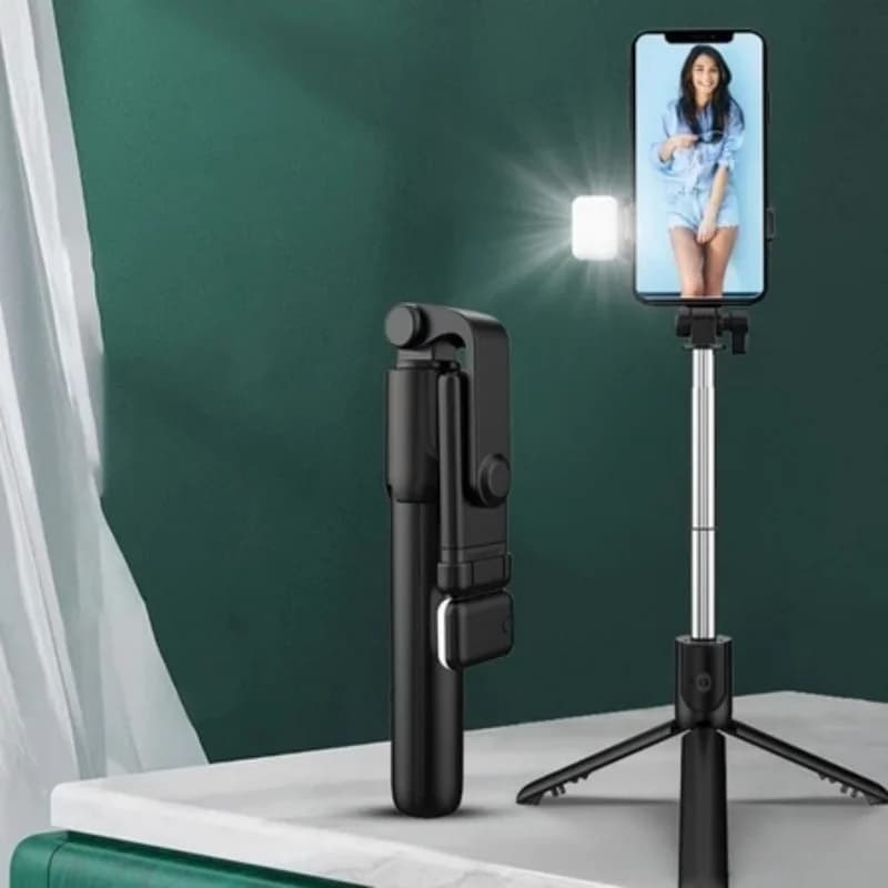 Portable Blue-tooth Selfie Stick 1.8m Adjustable Telescopic Pole 4-Leg Stabilizer Stand for Phone Photography Live Streaming